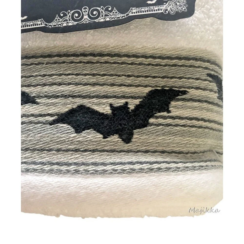 Halloween Hand Towels Black Bat Scary Spooky Well Dressed Home Set of 2